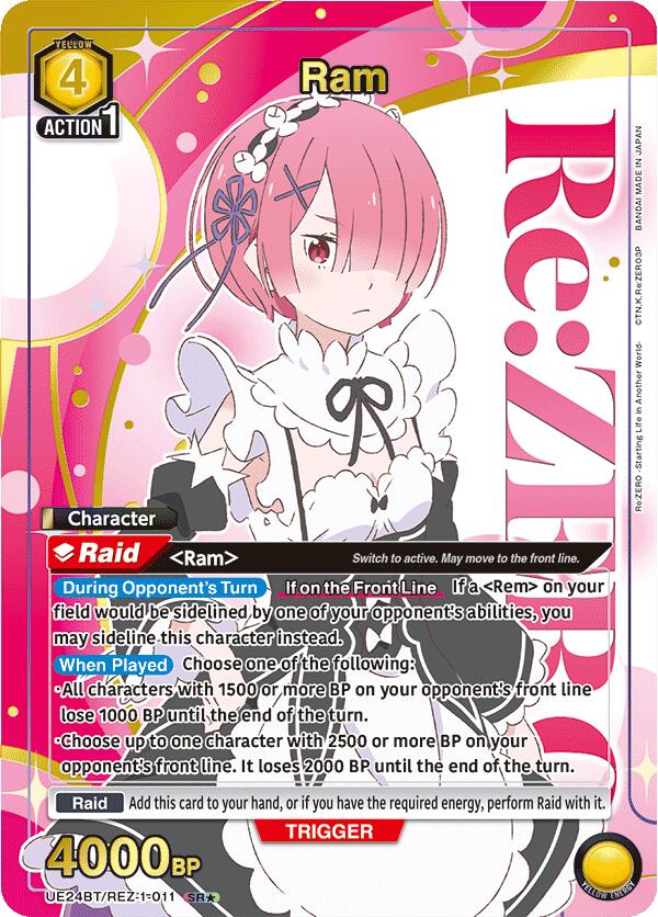 Ram (Box Topper Gold Foil) UE24BT/REZ-1-011 card from UE24BT: Re:ZERO -Starting Life in Another World-