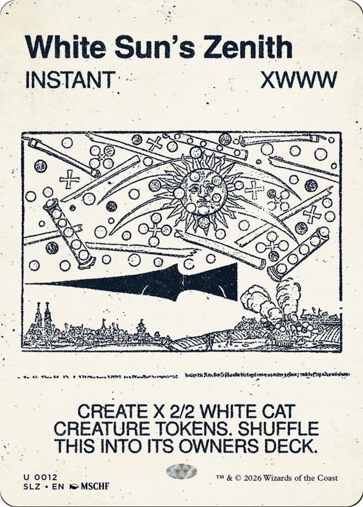 White Sun's Zenith 12 card from Secret Lair x MSCHF: The Zeta Set