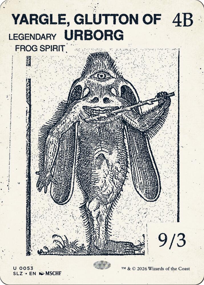 Yargle, Glutton of Urborg 53 card from Secret Lair x MSCHF: The Zeta Set