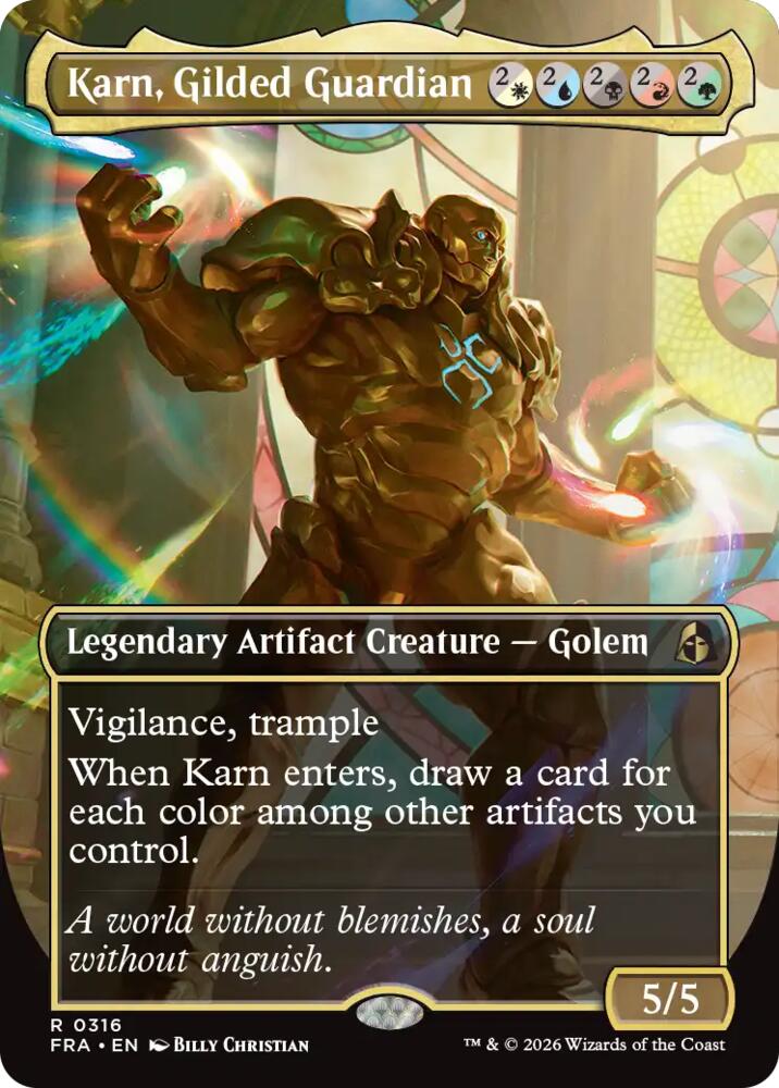 Karn, Gilded Guardian (Borderless) 316 card from Reality Fracture