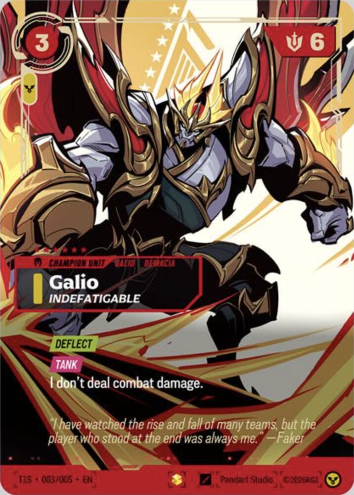 Galio, Indefatigable (T1 Worlds Champion Signature Edition Bundle) T1S 003/005 card from Riftbound Promotional Cards