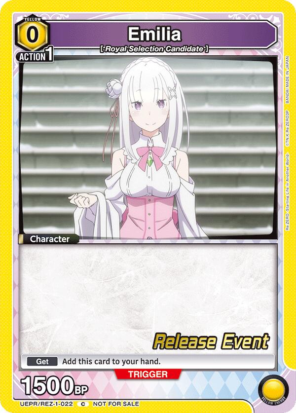 Emilia UEPR/REZ-1-022 card from UE24BT: Re:ZERO -Starting Life in Another World- Release Event Cards