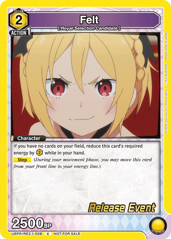 Felt UEPR/REZ-1-028 card from UE24BT: Re:ZERO -Starting Life in Another World- Release Event Cards