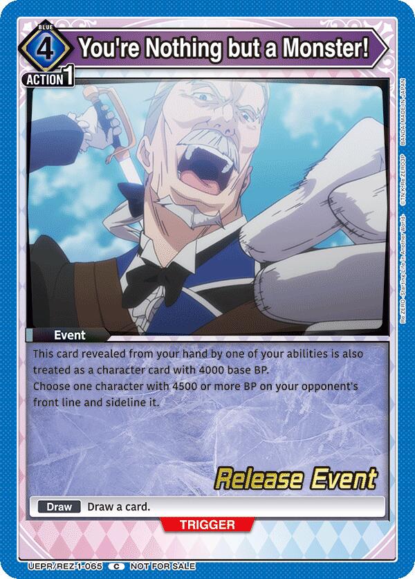 You're Nothing but a Monster! UEPR/REZ-1-065 card from UE24BT: Re:ZERO -Starting Life in Another World- Release Event Cards