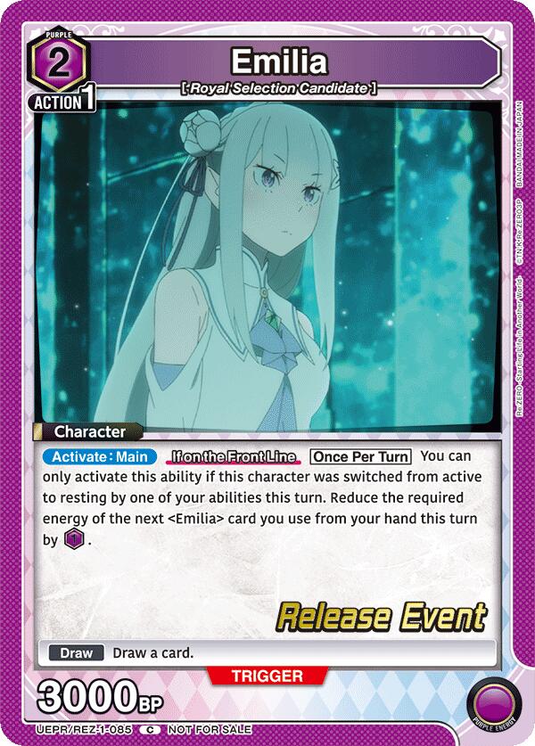 Emilia UEPR/REZ-1-085 card from UE24BT: Re:ZERO -Starting Life in Another World- Release Event Cards