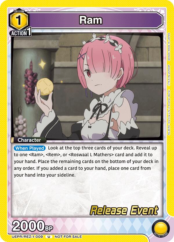 Ram UEPR/REZ-1-009 card from UE24BT: Re:ZERO -Starting Life in Another World- Release Event Cards