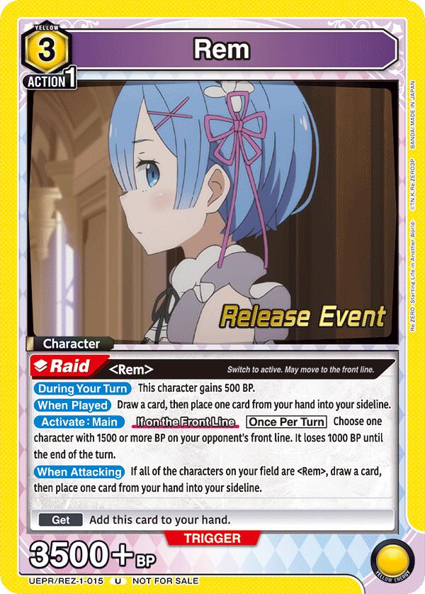 Rem UEPR/REZ-1-015 card from UE24BT: Re:ZERO -Starting Life in Another World- Release Event Cards