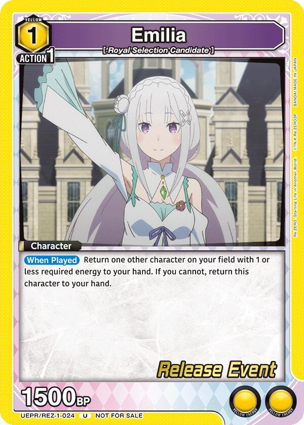 Emilia UEPR/REZ-1-024 card from UE24BT: Re:ZERO -Starting Life in Another World- Release Event Cards