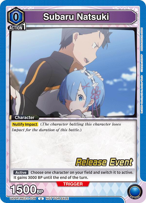 Subaru Natsuki UEPR/REZ-1-039 card from UE24BT: Re:ZERO -Starting Life in Another World- Release Event Cards