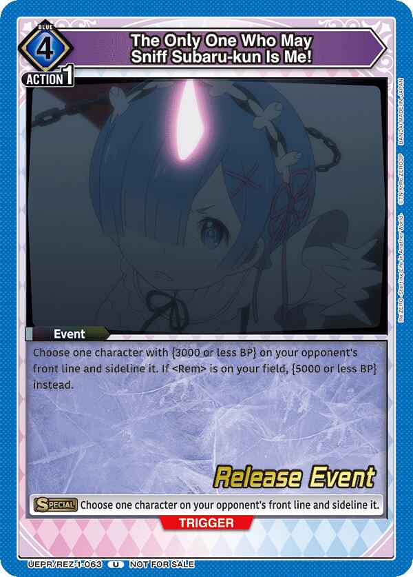 The Only One Who May Sniff Subaru-kun Is Me! UEPR/REZ-1-063 card from UE24BT: Re:ZERO -Starting Life in Another World- Release Event Cards