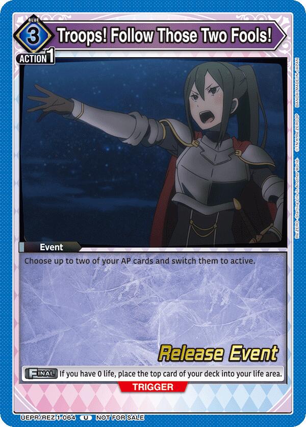Troops! Follow Those Two Fools! UEPR/REZ-1-064 card from UE24BT: Re:ZERO -Starting Life in Another World- Release Event Cards
