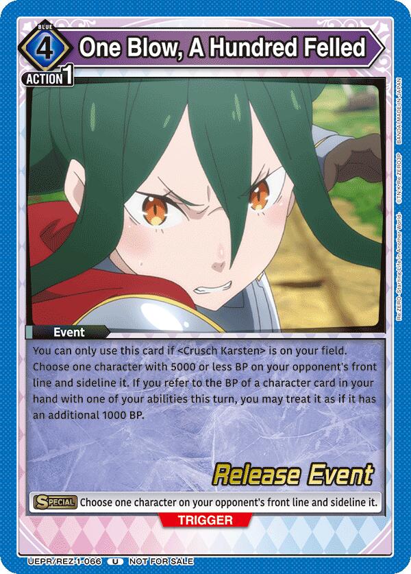 One Blow, A Hundred Felled UEPR/REZ-1-066 card from UE24BT: Re:ZERO -Starting Life in Another World- Release Event Cards