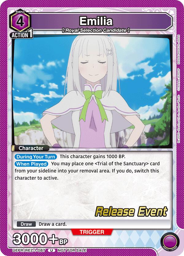 Emilia UEPR/REZ-1-087 card from UE24BT: Re:ZERO -Starting Life in Another World- Release Event Cards