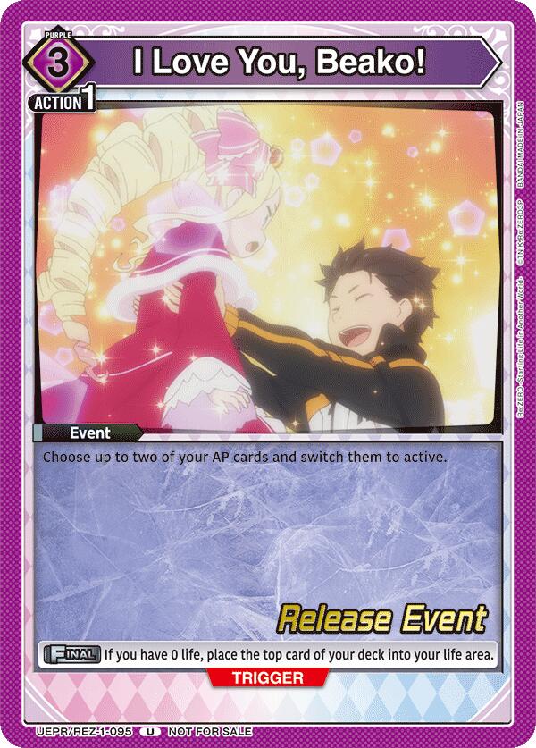 I Love You, Beako! UEPR/REZ-1-095 card from UE24BT: Re:ZERO -Starting Life in Another World- Release Event Cards