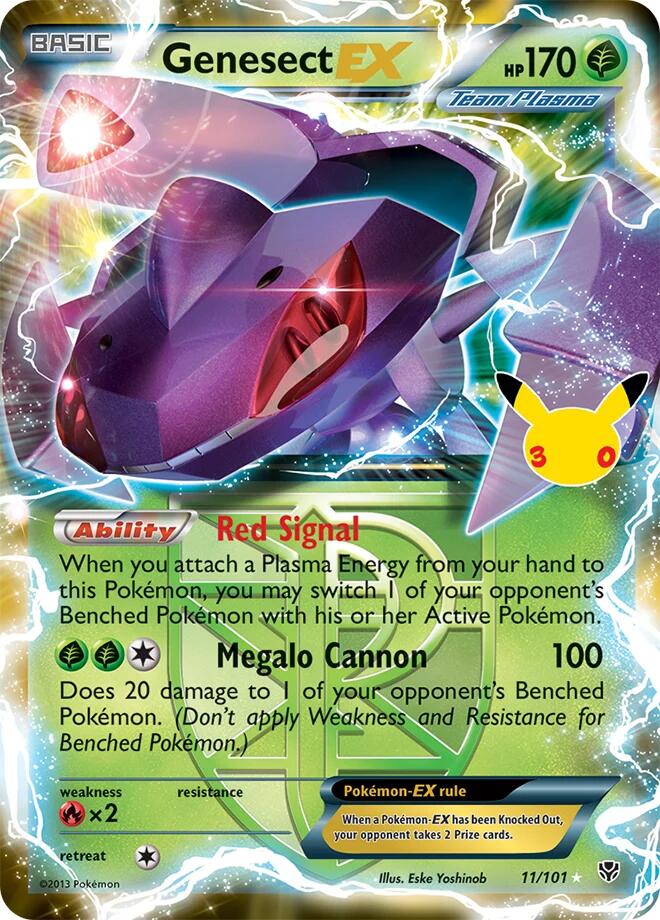 Genesect EX (Team Plasma) 11/101 card from ME: 30th Celebration Classic Collection