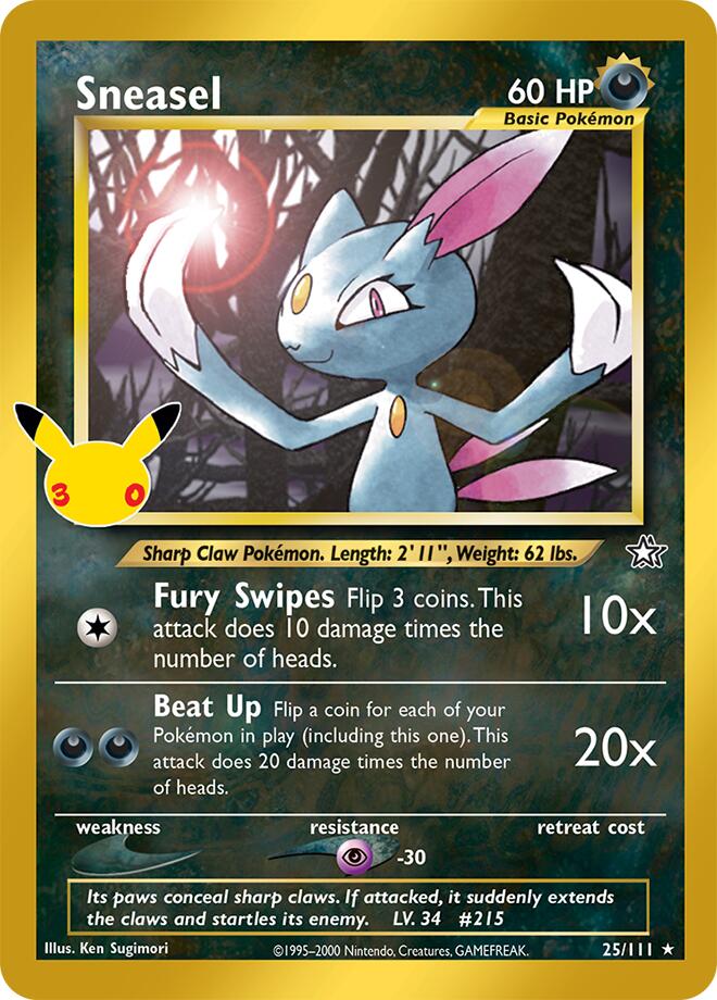 Sneasel 25/111 card from ME: 30th Celebration Classic Collection