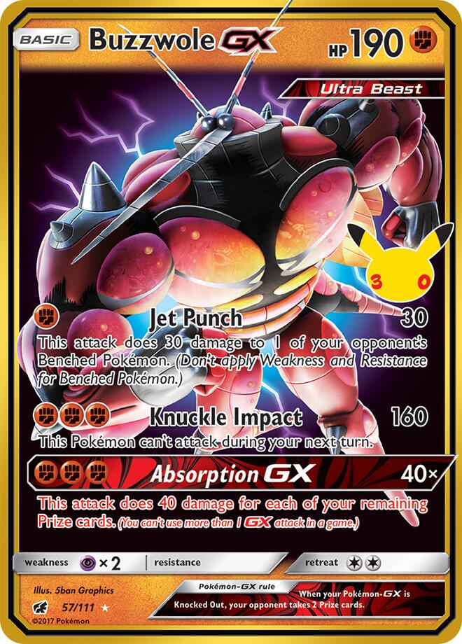 Buzzwole GX 57/111 card from ME: 30th Celebration Classic Collection