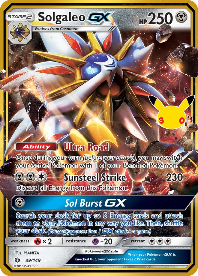 Solgaleo GX 89/149 card from ME: 30th Celebration Classic Collection