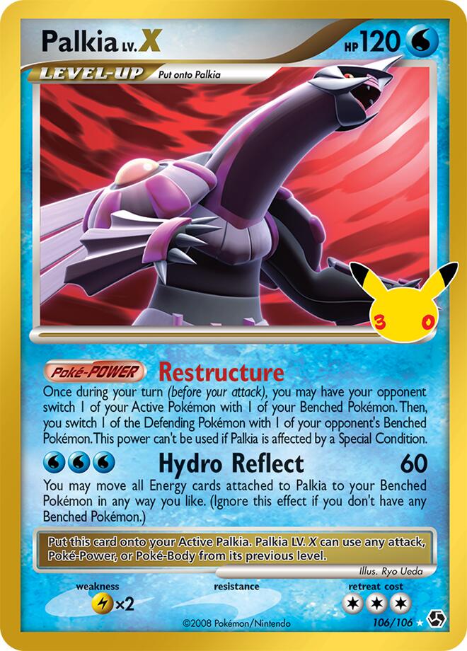 Palkia LV.X 106/106 card from ME: 30th Celebration Classic Collection