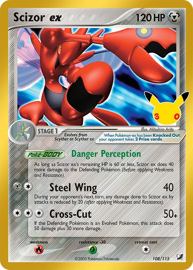 Scizor ex 108/115 card from ME: 30th Celebration Classic Collection
