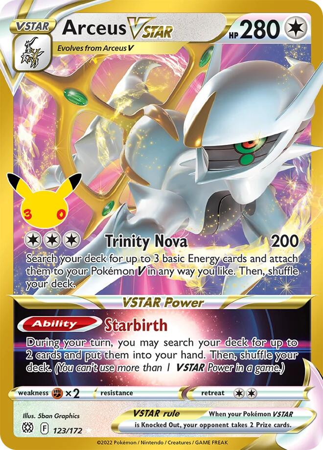 Arceus VSTAR 123/172 card from ME: 30th Celebration Classic Collection