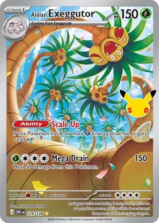 Alolan Exeggutor 129/128 card from ME: 30th Celebration
