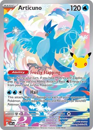 Articuno 132/128 card from ME: 30th Celebration