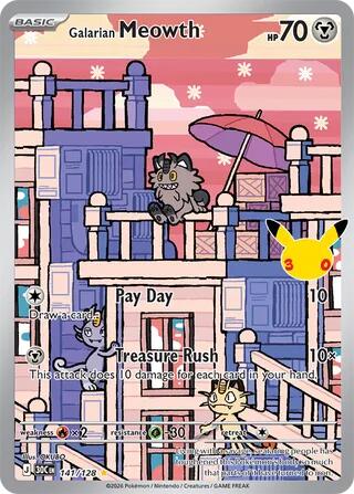 Galarian Meowth 141/128 card from ME: 30th Celebration