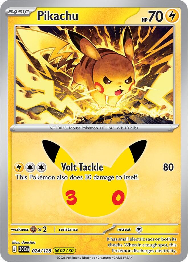 Pikachu 024/128 card from ME: 30th Celebration