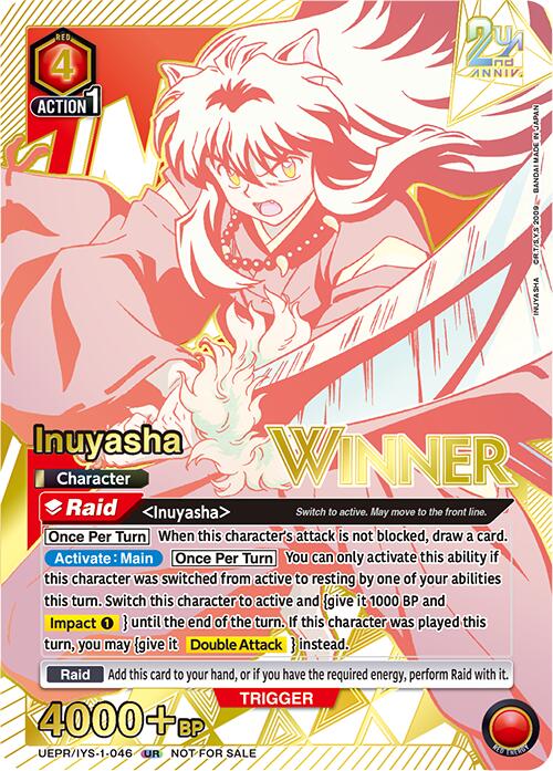 Inuyasha (Winner) UEPR/IYS-1-046 card from Union Arena Promotion Cards