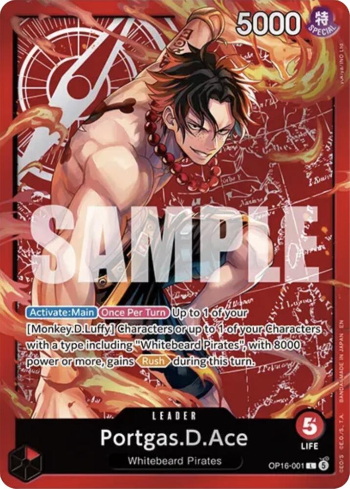 Portgas.D.Ace (Ace Deck) OP16-001 card from Set Sail Deck Set