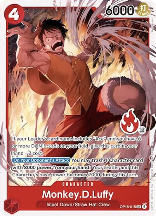 Monkey.D.Luffy (Ace Deck) OP16-015 card from Set Sail Deck Set