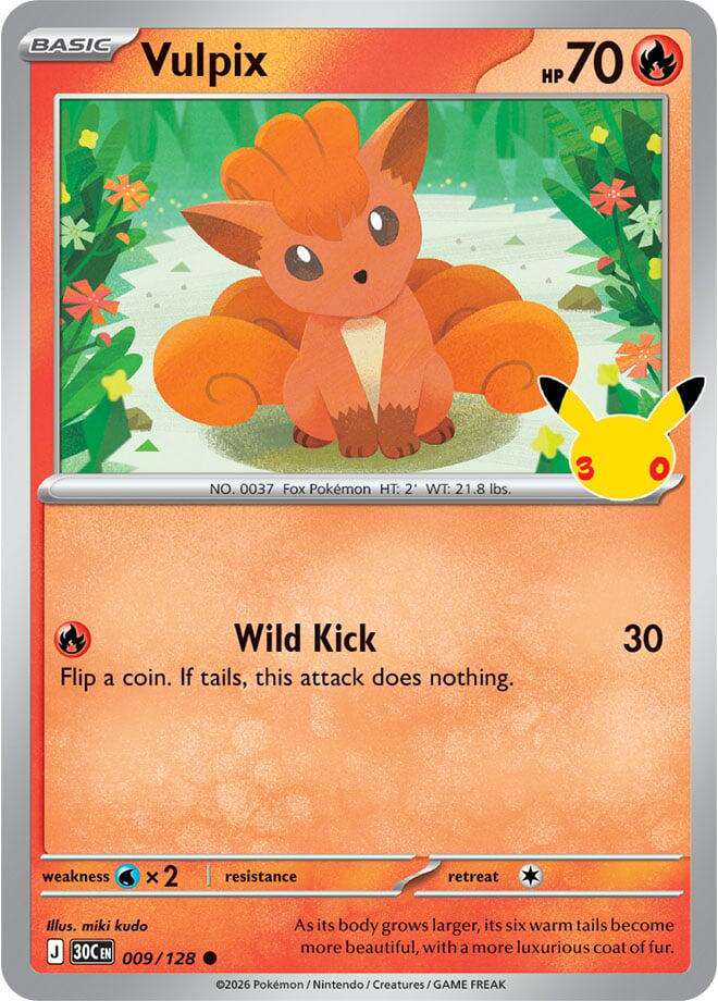 Vulpix 009/128 card from ME: 30th Celebration