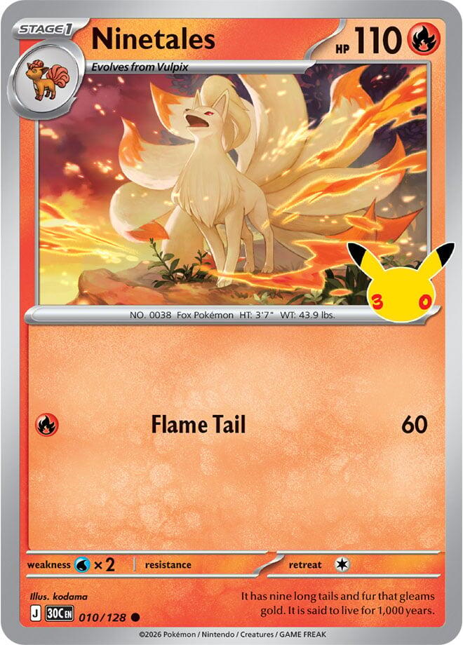 Ninetales 010/128 card from ME: 30th Celebration
