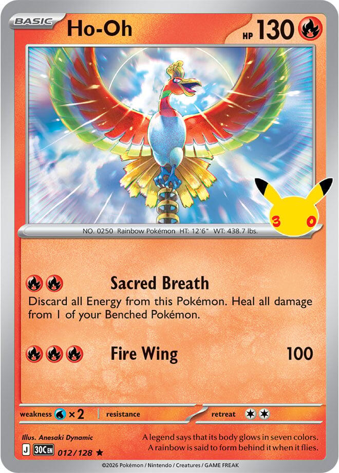 Ho-Oh 012/128 card from ME: 30th Celebration