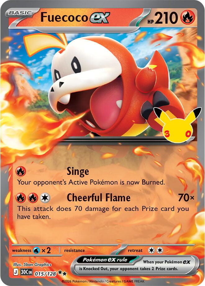 Fuecoco ex 015/128 card from ME: 30th Celebration
