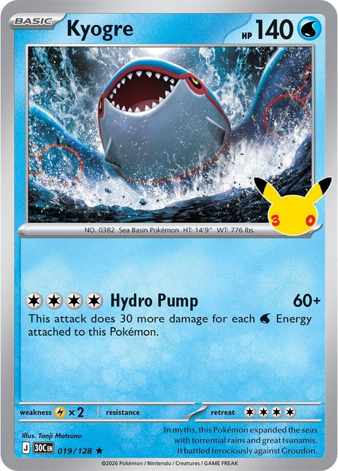 Kyogre 019/128 card from ME: 30th Celebration