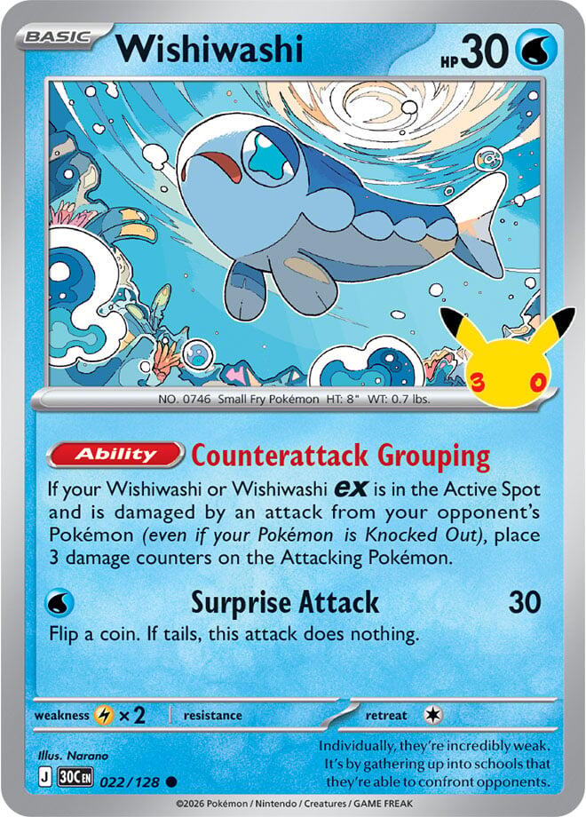 Wishiwashi 022/128 card from ME: 30th Celebration