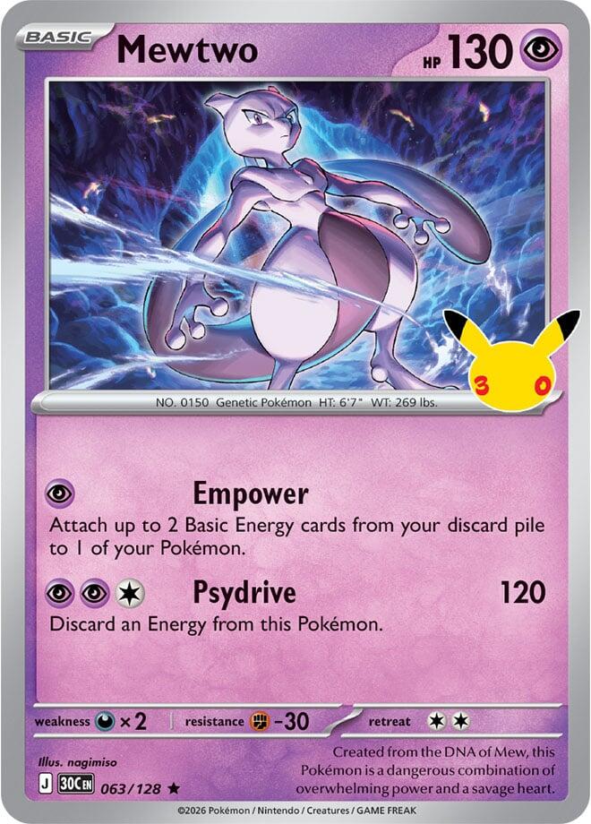 Mewtwo 063/128 card from ME: 30th Celebration