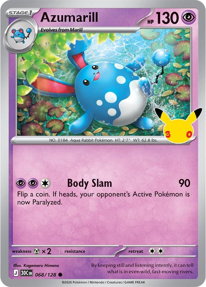 Azumarill 068/128 card from ME: 30th Celebration