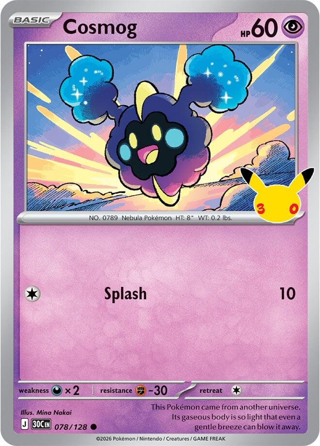 Cosmog 078/128 card from ME: 30th Celebration