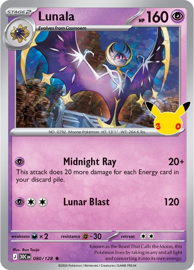 Lunala 080/128 card from ME: 30th Celebration