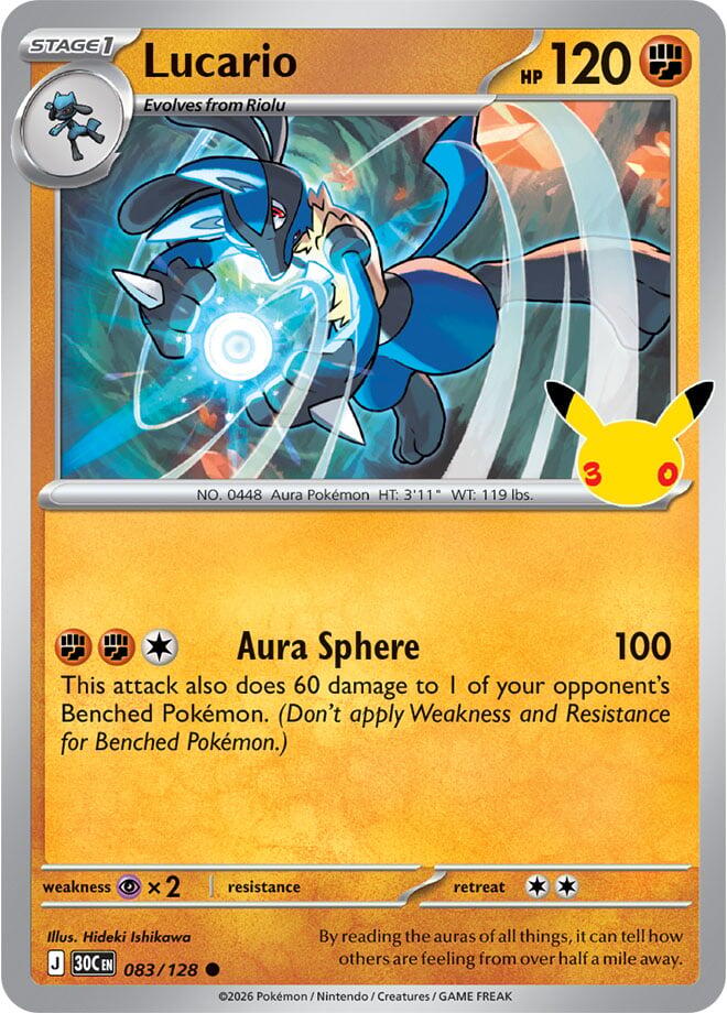 Lucario 083/128 card from ME: 30th Celebration
