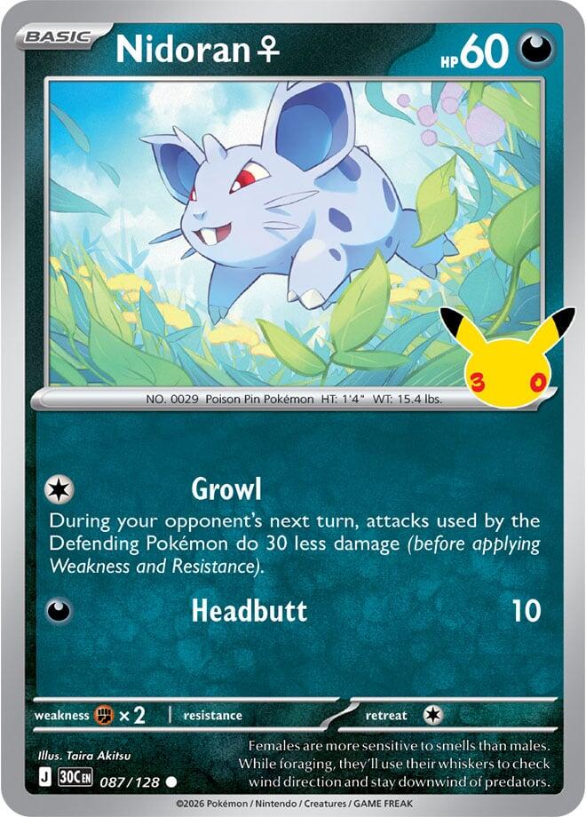 Nidoran F 087/128 card from ME: 30th Celebration