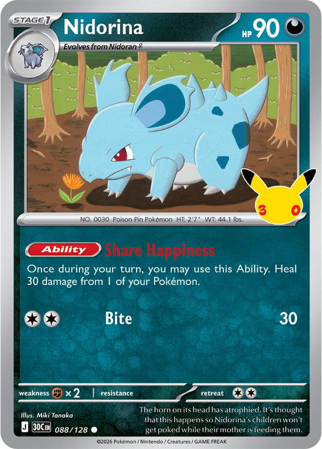 Nidorina 088/128 card from ME: 30th Celebration