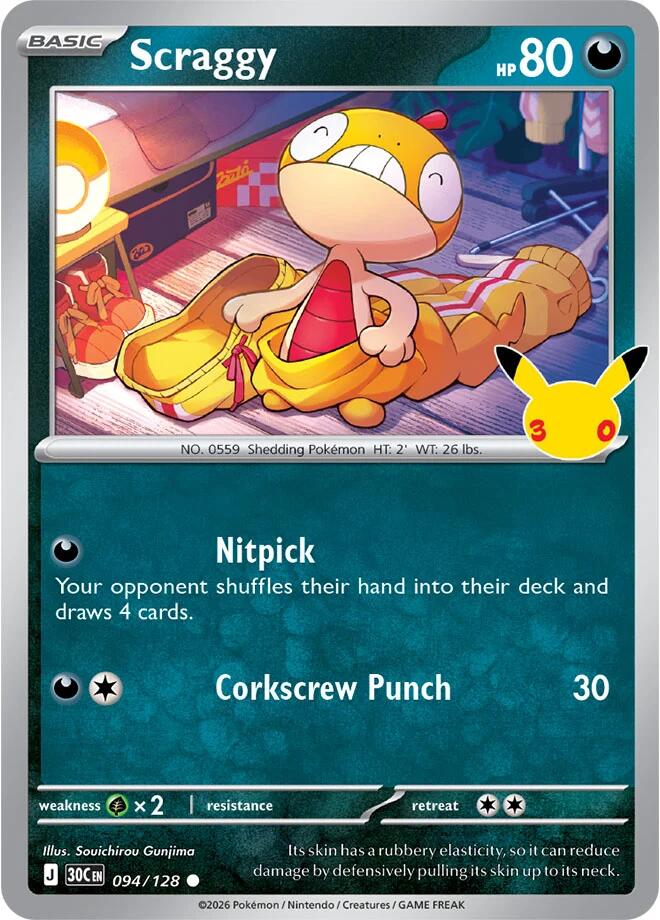 Scraggy 094/128 card from ME: 30th Celebration