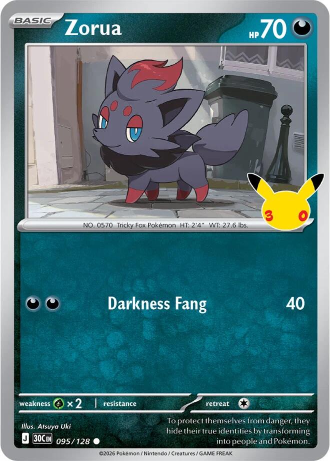 Zorua 095/128 card from ME: 30th Celebration