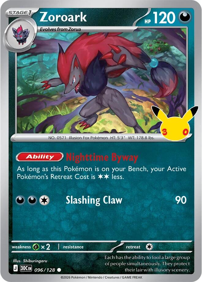 Zoroark 096/128 card from ME: 30th Celebration