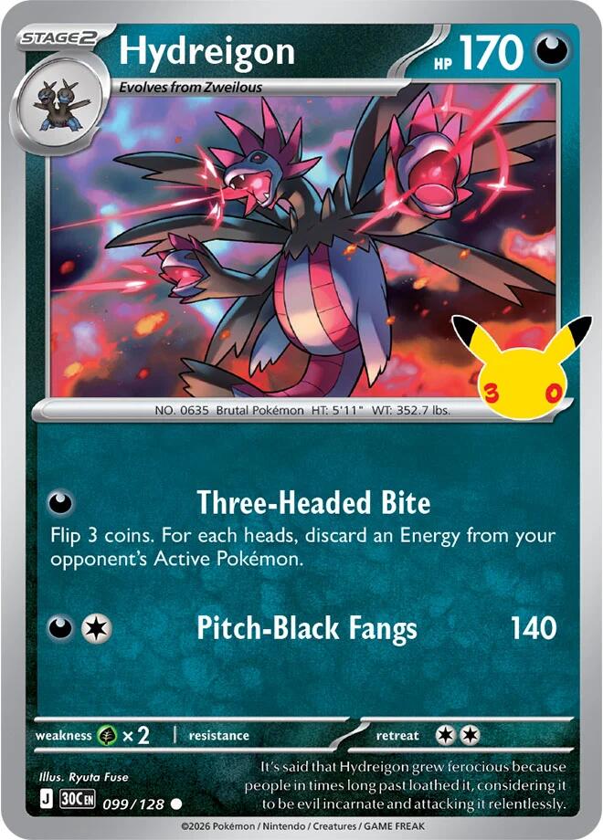 Hydreigon 099/128 card from ME: 30th Celebration