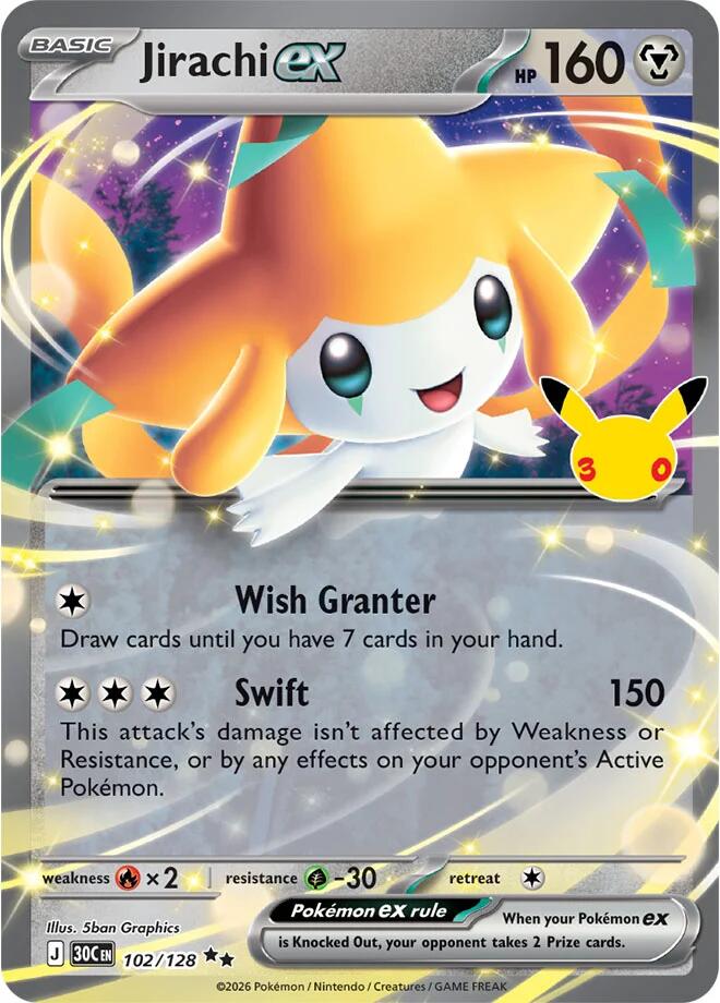 Jirachi ex 102/128 card from ME: 30th Celebration